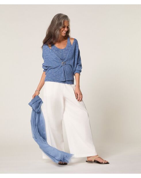 Indigoblaue Ife Weste mit Puffärmeln und offenen Ärmeln