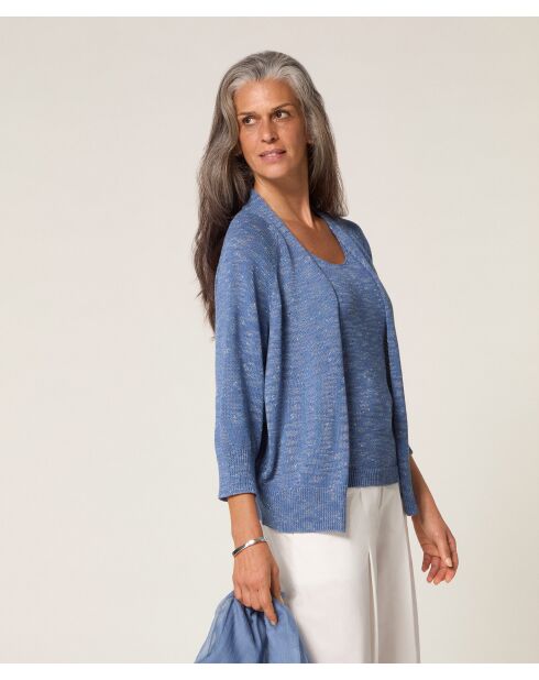 Indigoblaue Ife Weste mit Puffärmeln und offenen Ärmeln