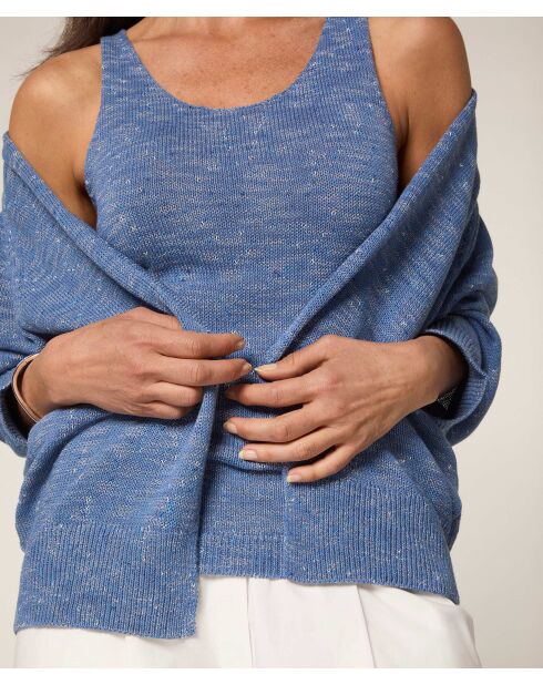 Indigoblaue Ife Weste mit Puffärmeln und offenen Ärmeln