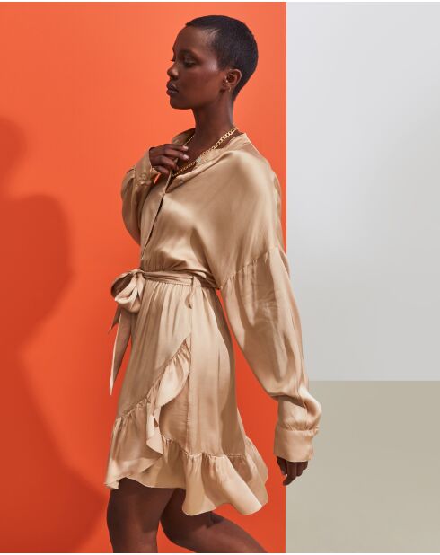 Zahra beiges Hemdkleid