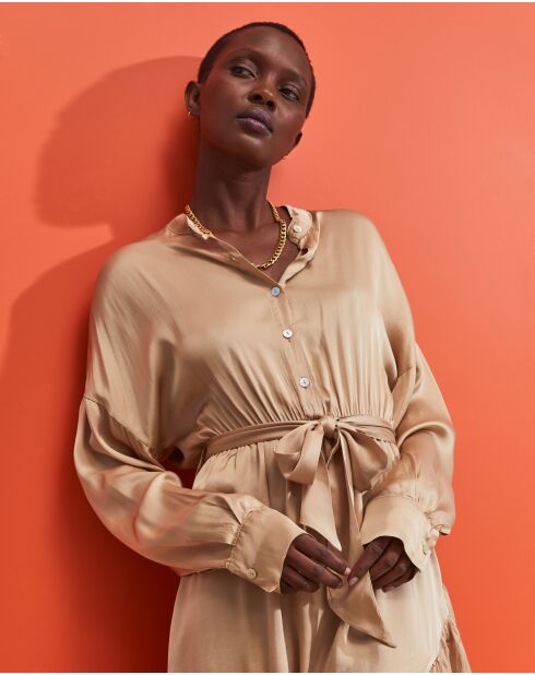 Zahra beiges Hemdkleid