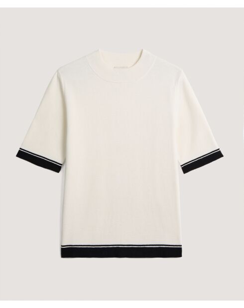 Maglia a manica corta a collo alto in cotone bianco Ilham