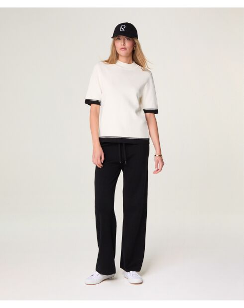 Maglia a manica corta a collo alto in cotone bianco Ilham