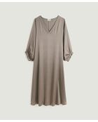 Badra taupe bruine losse satijnen lange jurk