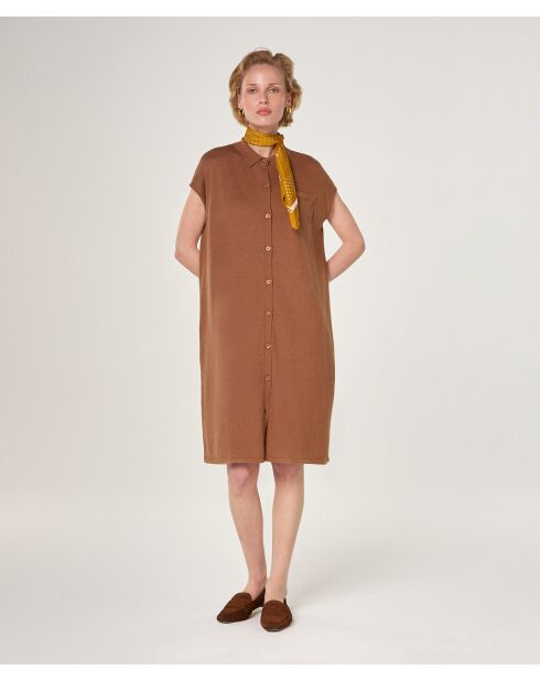 Adama tabakbraunes Hemdkleid aus Baumwolljersey