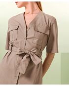 Beiges gerades Baumwollkleid Nuru