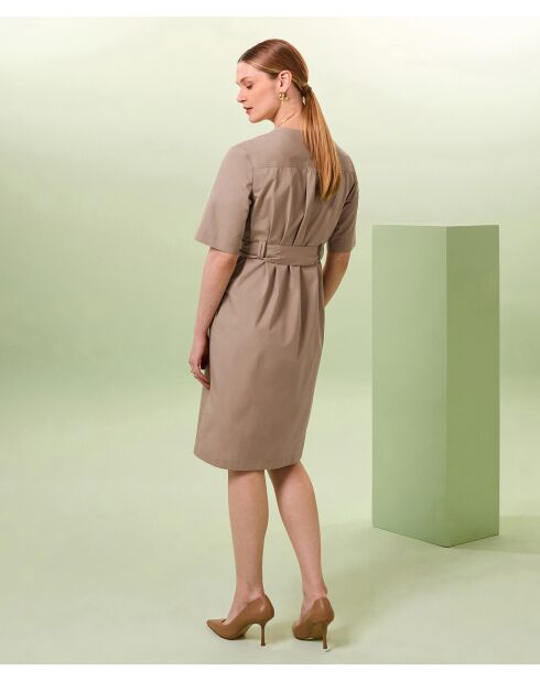 Beiges gerades Baumwollkleid Nuru