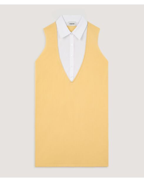 Olga gele wollen jurk met korte mouwen