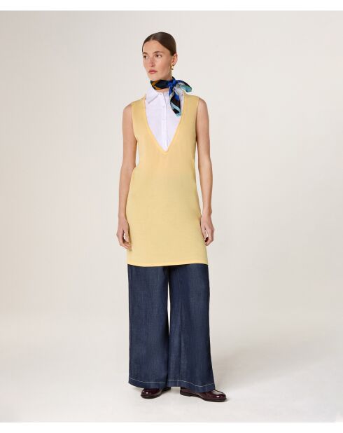 Olga gele wollen jurk met korte mouwen