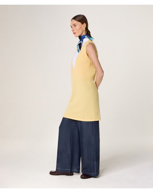 Olga gele wollen jurk met korte mouwen