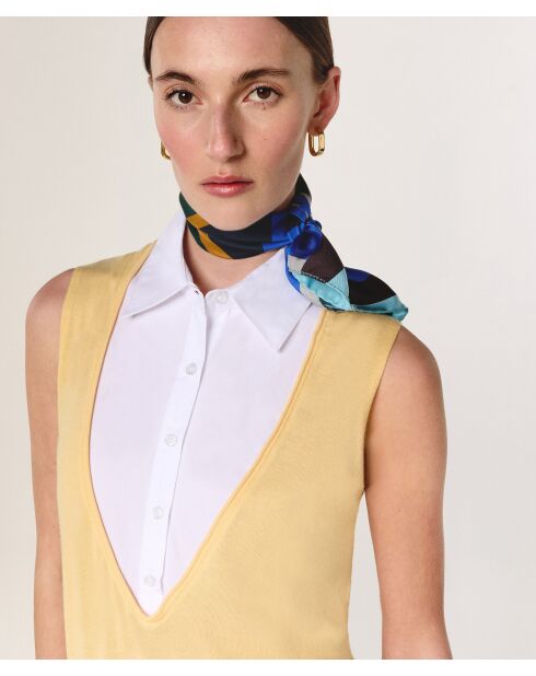 Olga gele wollen jurk met korte mouwen