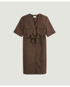 Dunkelbraunes gerades Nuru-Kleid aus Baumwolle