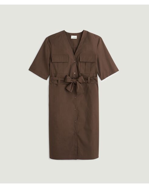 Dunkelbraunes gerades Nuru-Kleid aus Baumwolle