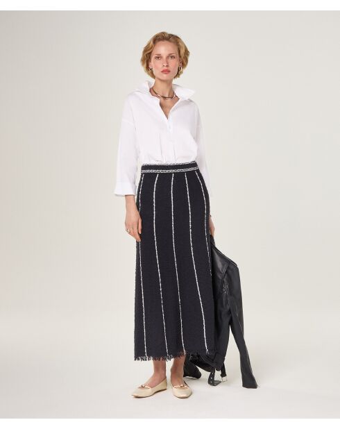 Jupe longue en coton Akira bleu marine