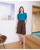 Bermuda élastique en lin Lerato marron foncé