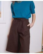Bermuda élastique en lin Lerato marron foncé