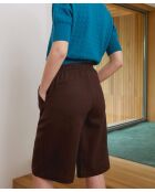 Bermuda élastique en lin Lerato marron foncé