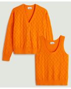 Twin-Set en coton motif diamant Karima orange