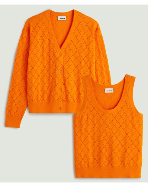 Twin-Set en coton motif diamant Karima orange