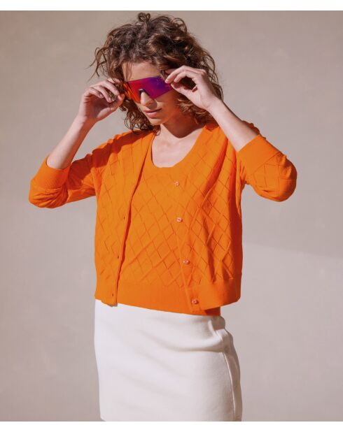Twin-Set en coton motif diamant Karima orange