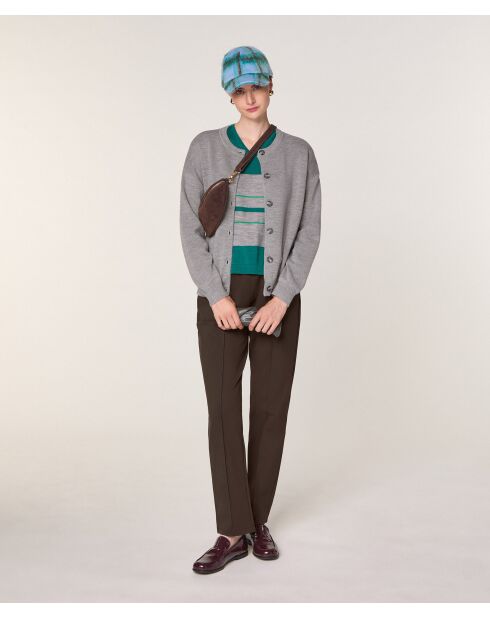 Donkergrijs wollen vest Freya