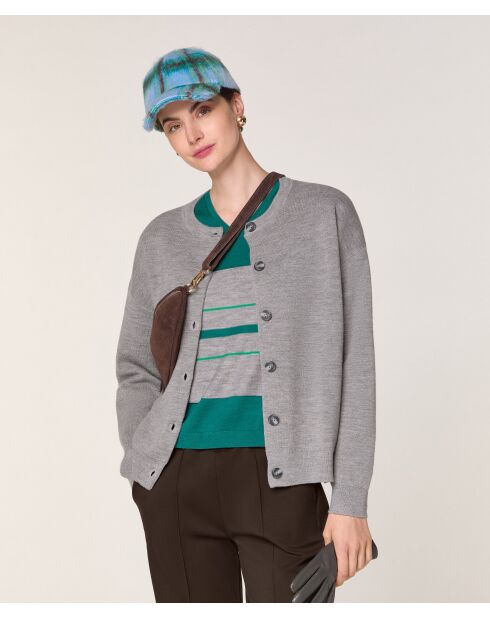 Donkergrijs wollen vest Freya