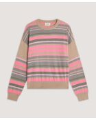 Pull raye col rond en coton Siham multicolore