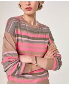 Pull raye col rond en coton Siham multicolore