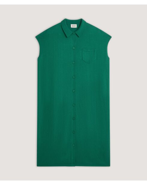 Robe chemise en coton jersey Adama vert bouteille