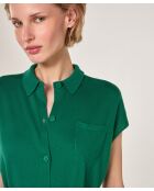Robe chemise en coton jersey Adama vert bouteille