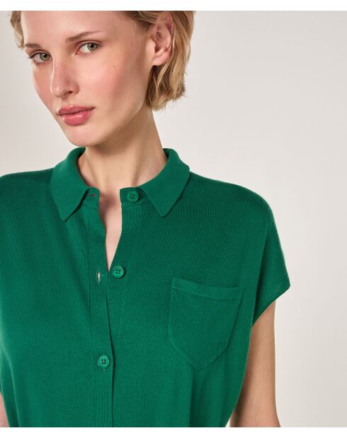 Robe chemise en coton jersey Adama vert bouteille
