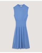 Mila ozeanblaues geripptes Wollstrickkleid