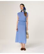 Mila ozeanblaues geripptes Wollstrickkleid