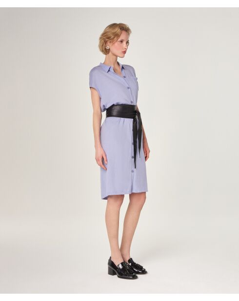 Lilafarbenes Hemdkleid aus Adama-Jersey aus Baumwolle