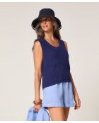 Yuki marineblauer Kurzarmpullover