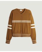 Mosterdgeel gestreept vest van Maia wol