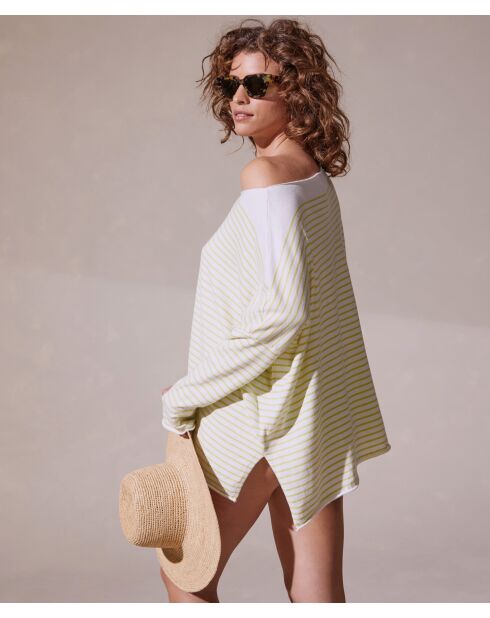 Witte oversized katoenen zeemanstop met lange mouwen Sana