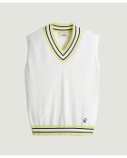 T-Shirt sans manches col V constraste en coton Souad blanc