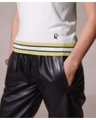 T-Shirt sans manches col V constraste en coton Souad blanc