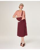 Beigefarbenes zweifarbiges Kurzarm-T-Shirt aus Baumwolle Ayana