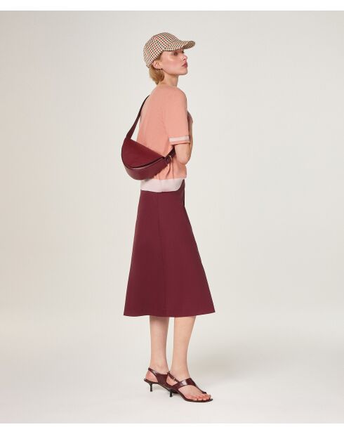 Beigefarbenes zweifarbiges Kurzarm-T-Shirt aus Baumwolle Ayana