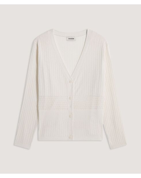 Emi weiße ecrufarbene Weste mit V-Ausschnitt