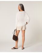 Emi weiße ecrufarbene Weste mit V-Ausschnitt