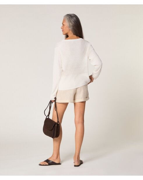 Emi weiße ecrufarbene Weste mit V-Ausschnitt