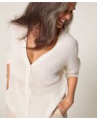 Emi weiße ecrufarbene Weste mit V-Ausschnitt