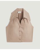 Beige hemd zonder mouwen van katoen Sade