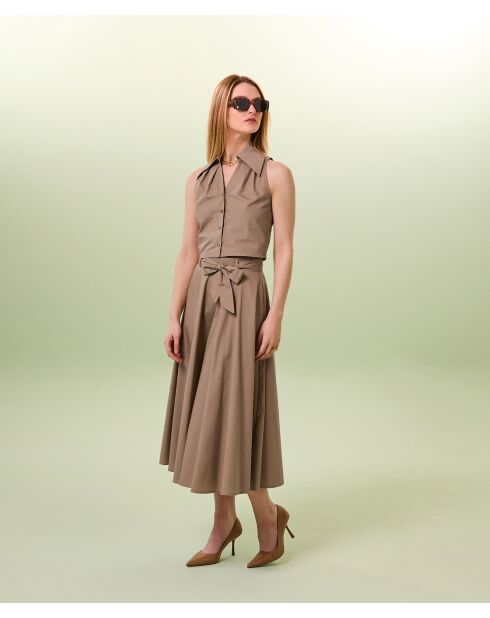 Beige hemd zonder mouwen van katoen Sade