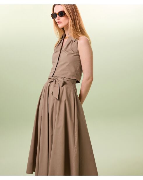 Beige hemd zonder mouwen van katoen Sade