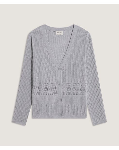 Lichtgrijs vest met V-hals Emi