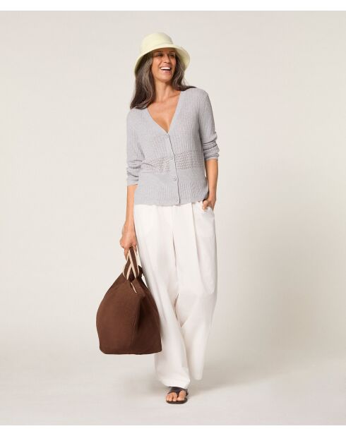 Lichtgrijs vest met V-hals Emi